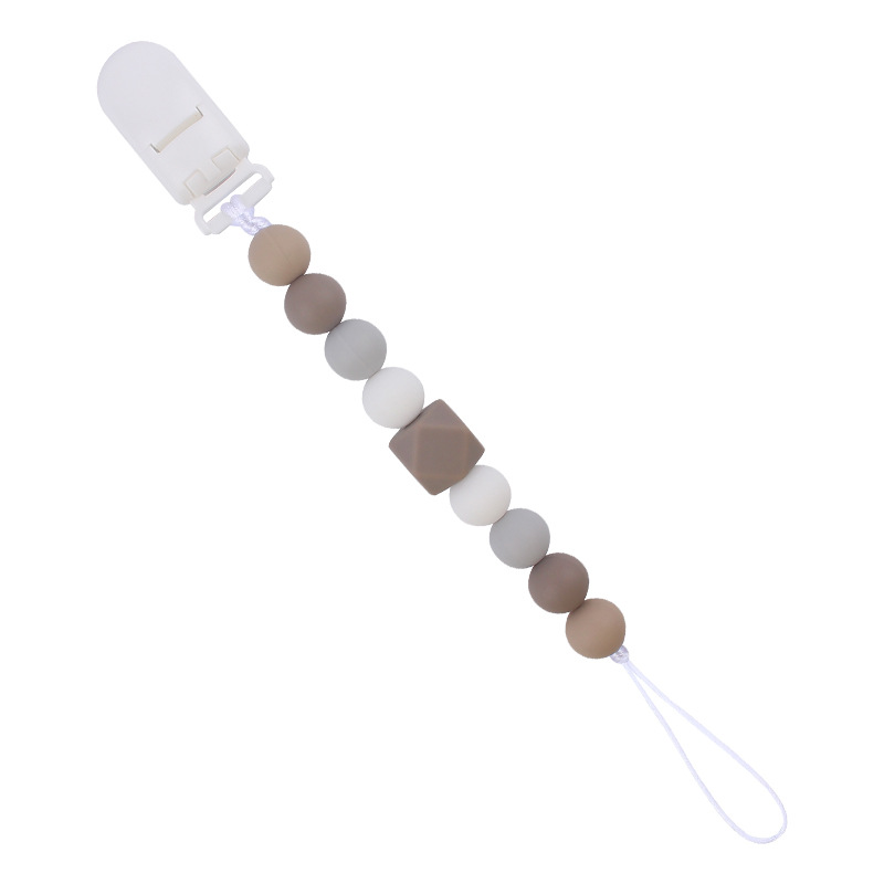 Nuevos suministros para bebés Cadena de chupete de silicona calmante bebé 14mm octogonal mordedura de silicona cadena anti-caída molar
