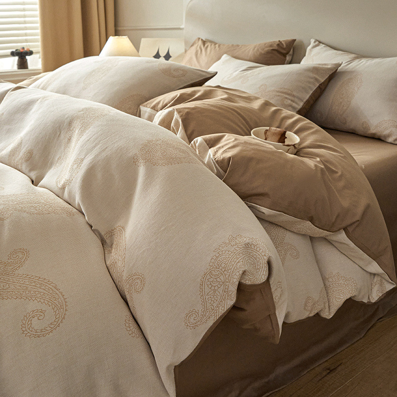 Una clase de madres y bebés Jacquard algodón puro cuatro piezas no impresa viento algodón desnudo cama