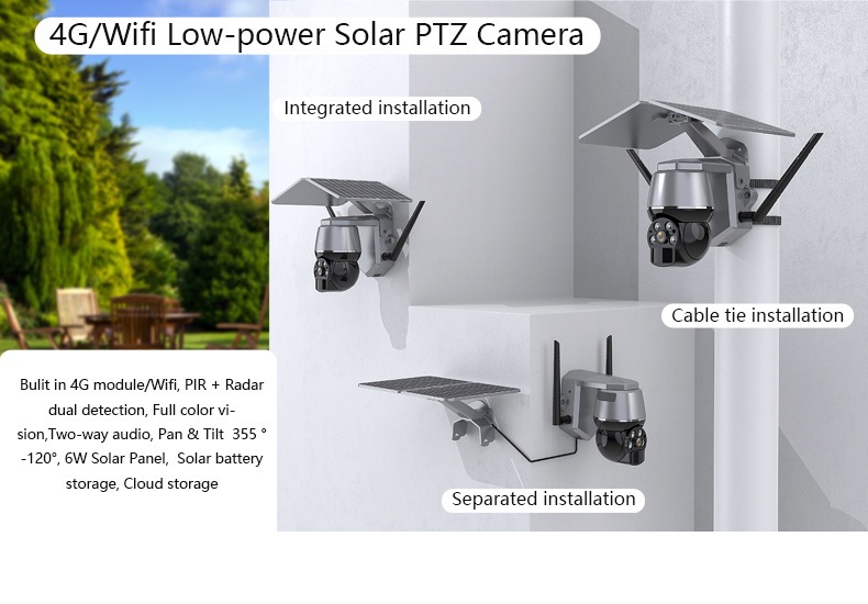 Outdoor-PTZ-Kamera, Solarbetrieb, aufladbar