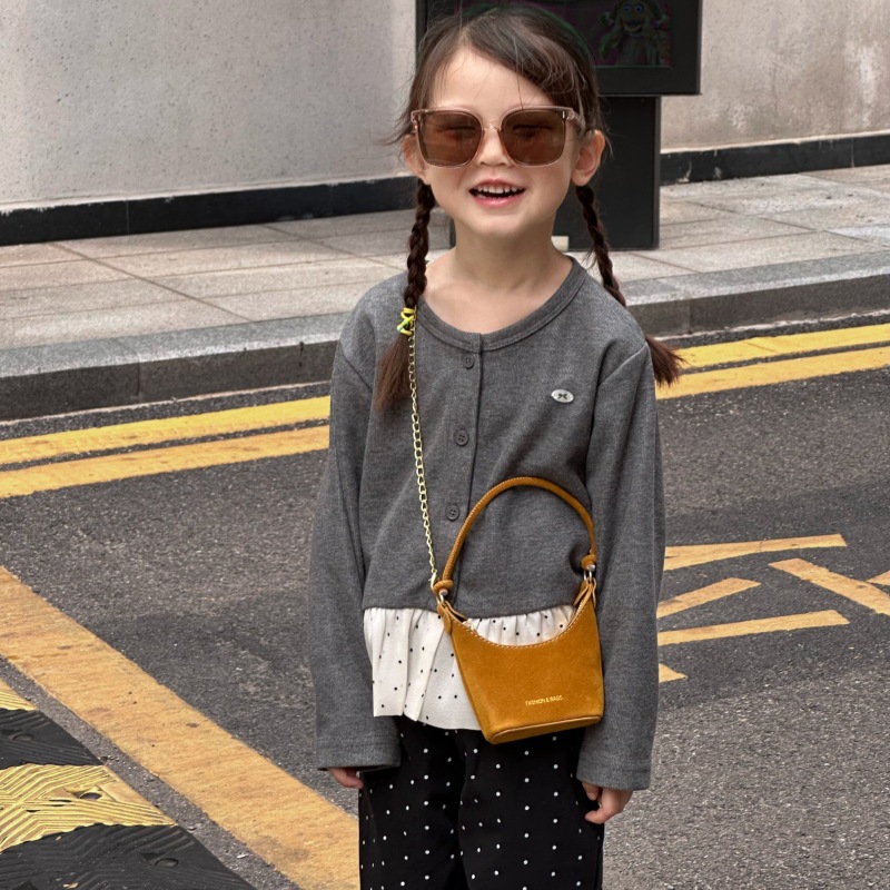 Otoño nuevo bolso de niños esmerilado red de aire de la pequeña princesa bolso de cadena de mano exquisito mini bolso de accesorios para niñas
