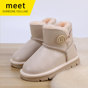 Children's Non-slip Snow Boots Boys Winter Cotton Shoes Non-slip Thickened Children's Boots with Beef Sole Girls' fleece-lined Snow Cotton