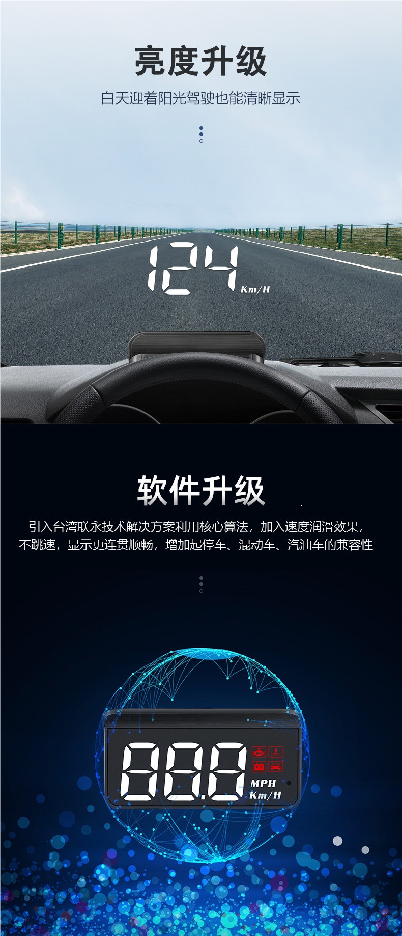 Car Hud Head-Up Display, Car Obd Multi-Function Speedometer, Water Temperature, Fuel Consumption, Rpm Dashboard, High-Definition Projection