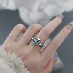 惡魔之眼開口戒指女貓眼小眾設計高級感ins個性精緻時尚食指戒潮