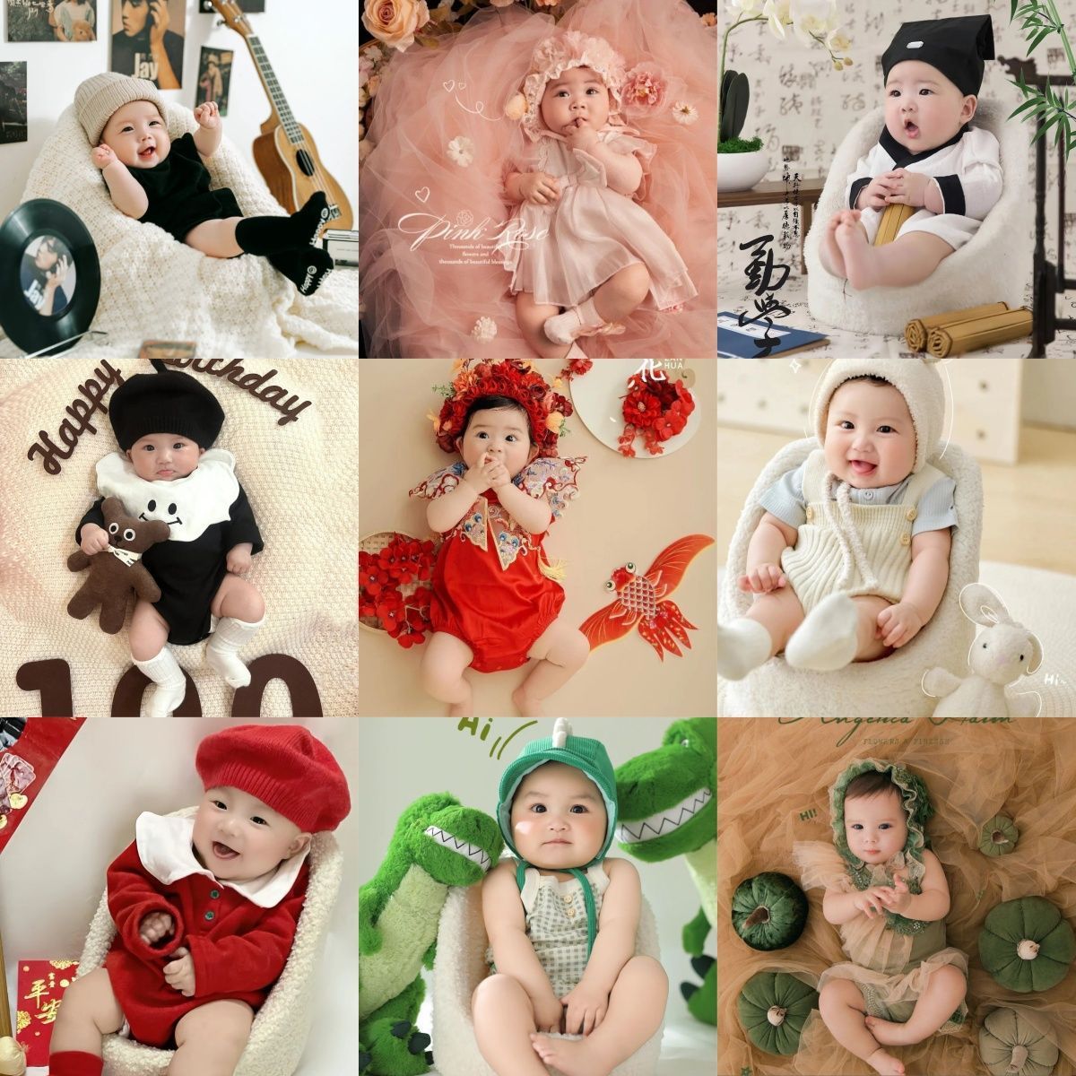 百天宝宝拍照道具服装背景布置装饰一整套租赁摄影衣服出租