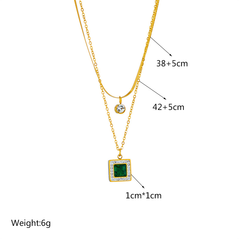 Women's Gender Wholesale Jewelry Elegant Color Block Square Titanium Steel Jewelry Set