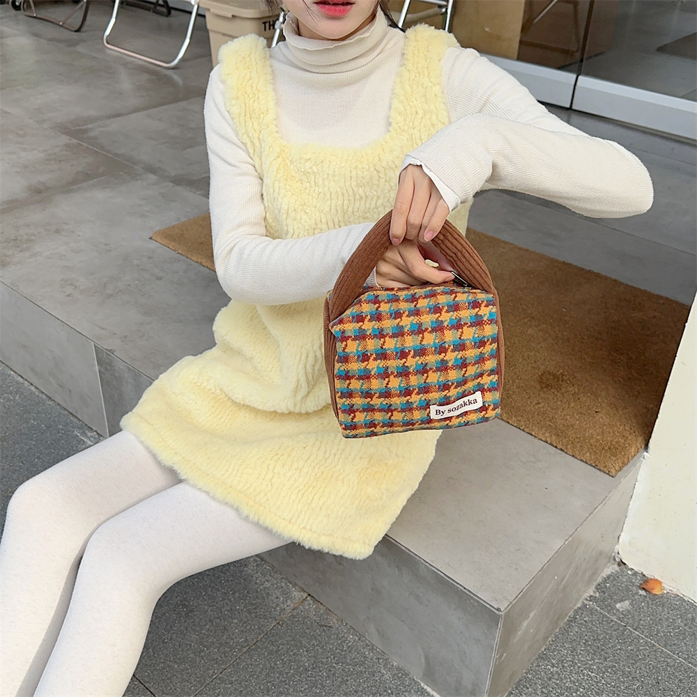 31194 Autumn and Winter new thousand-bird check woolen handbag, new hand-held bag, portable shopping hand-held bag undefined