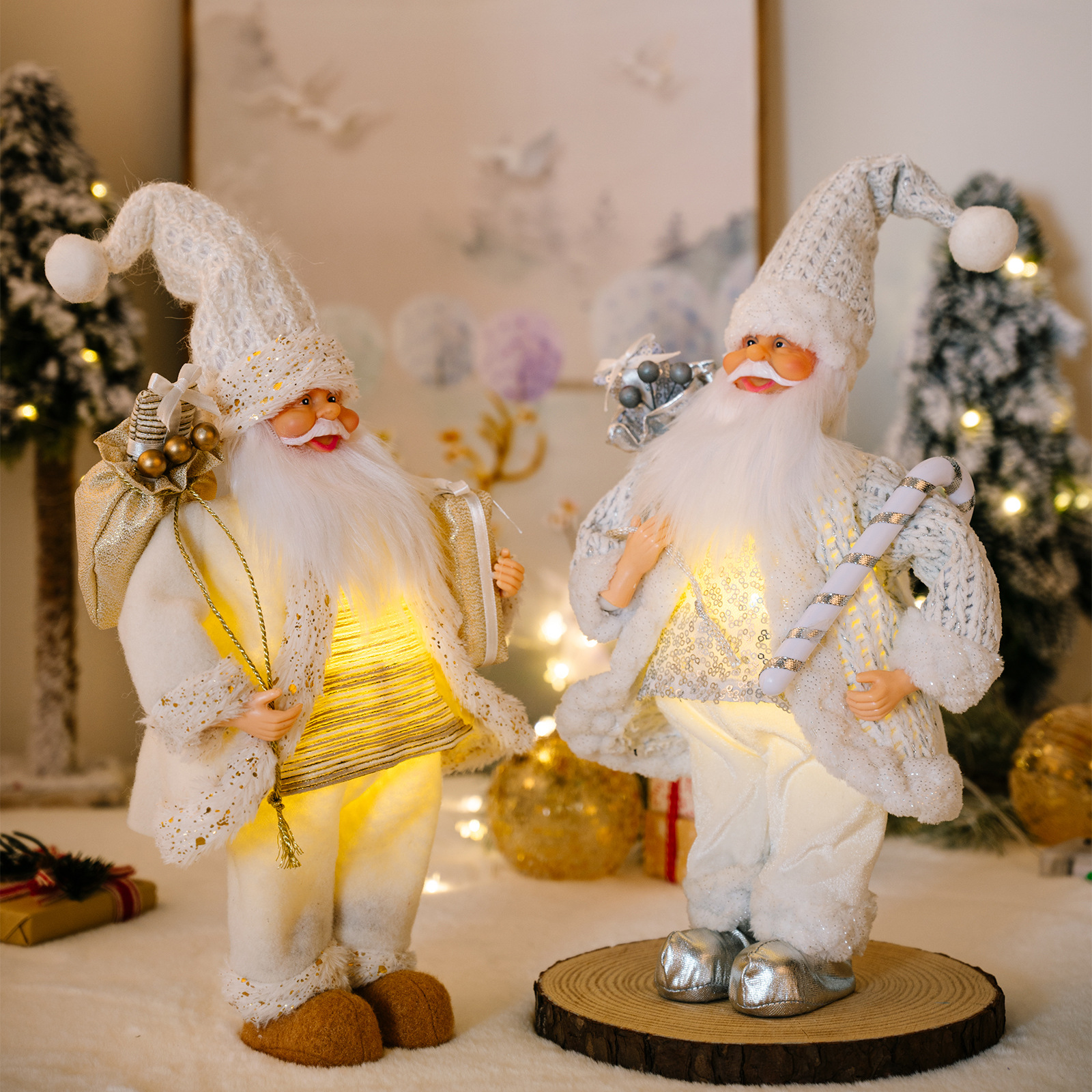 Vianočné ozdoby v stoji so svetielkami Vianočná živica starček Vianočné ozdoby do domácnosti_voghion.com