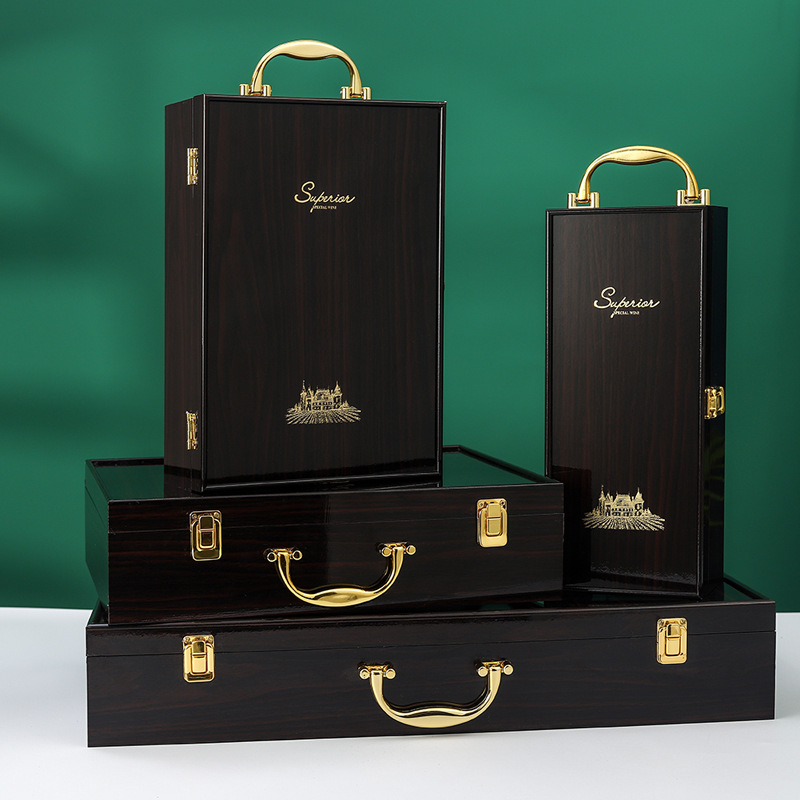 高檔紅酒包裝盒雙支鋼琴烤漆木盒葡萄酒禮盒木箱2支紅酒盒子批發