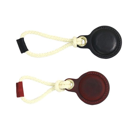Head layer cowhide locator leather case round rope retro locator protective case anti-lost small leather case keychain wholesale