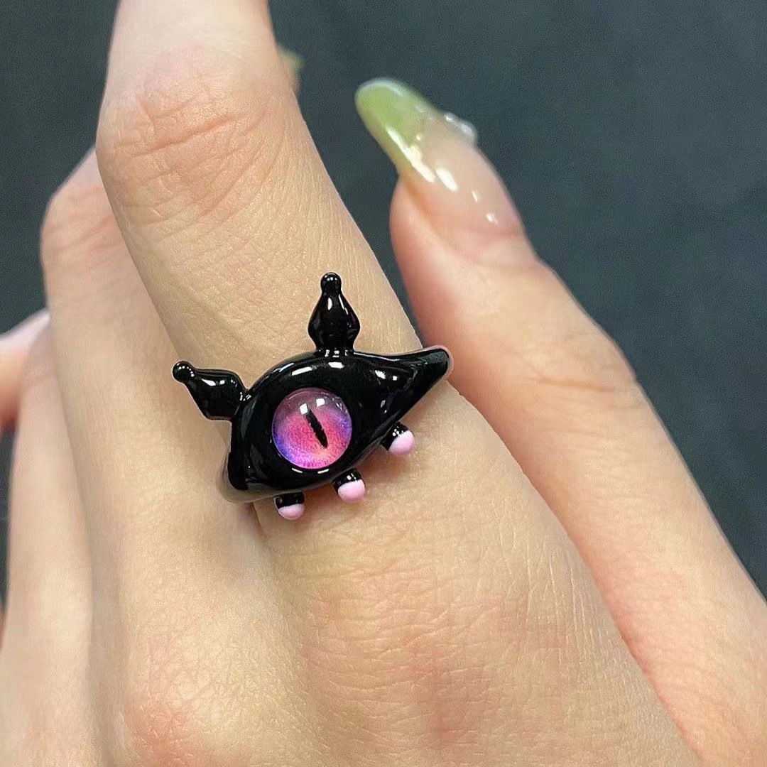 Colección de pequeño monstruo lindo anillo de monstruo de un ojo personalidad femenina diseño de nicho anillo abierto único image 14