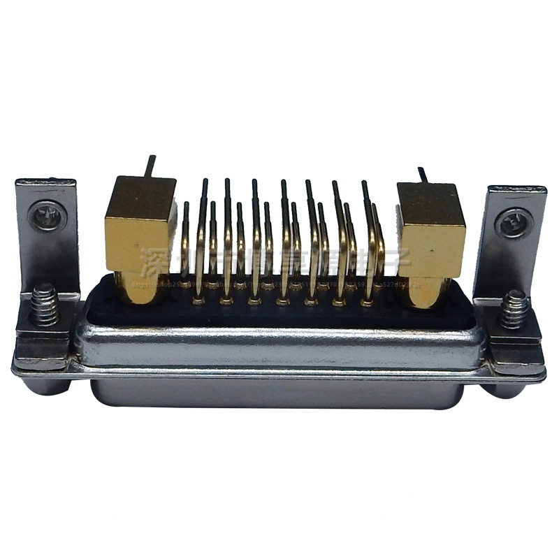D-SUB17W2弯脚射频母座 射频同轴15+2芯母头连接器铆鱼叉