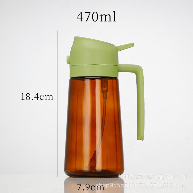 Nuevo tipo de pulverización de doble propósito de vidrio de aceite de pulverización de aceite de cocina doméstica sin colgar aceite a prueba de fugas de aceite de salsa de soja botella de vinagre