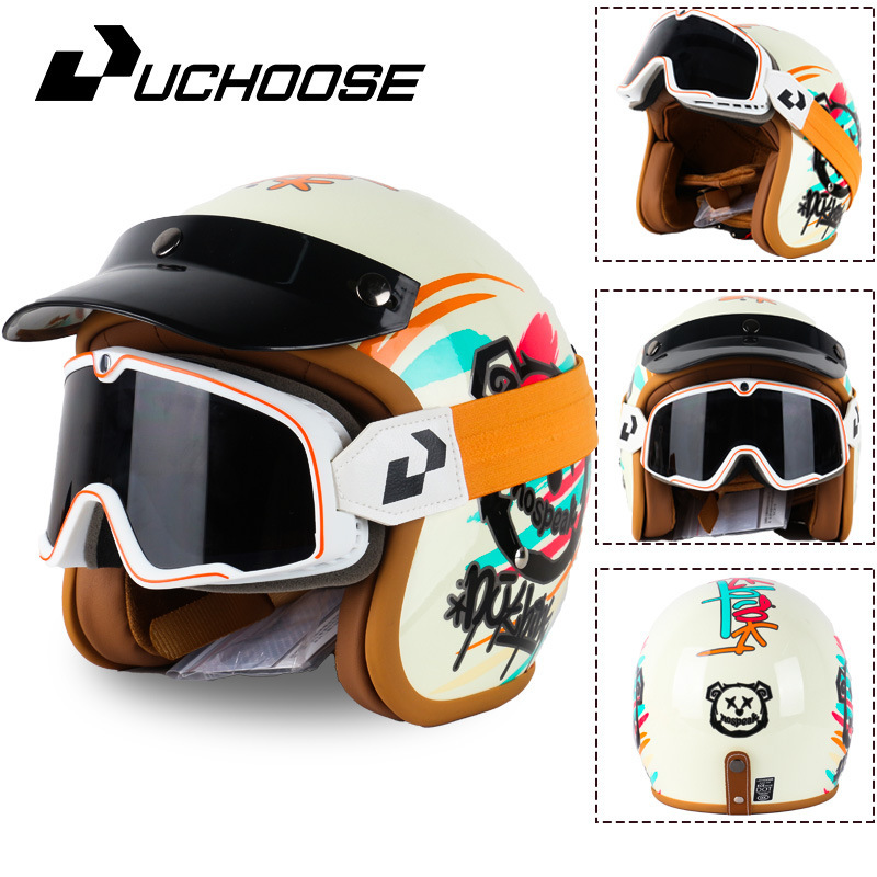 Three-Quarter Helmet Motorcycle Half Helmet for Men and Women, Electric Vehicle 3C Children's Outdoor Abs Riding Safety Helmet Protection