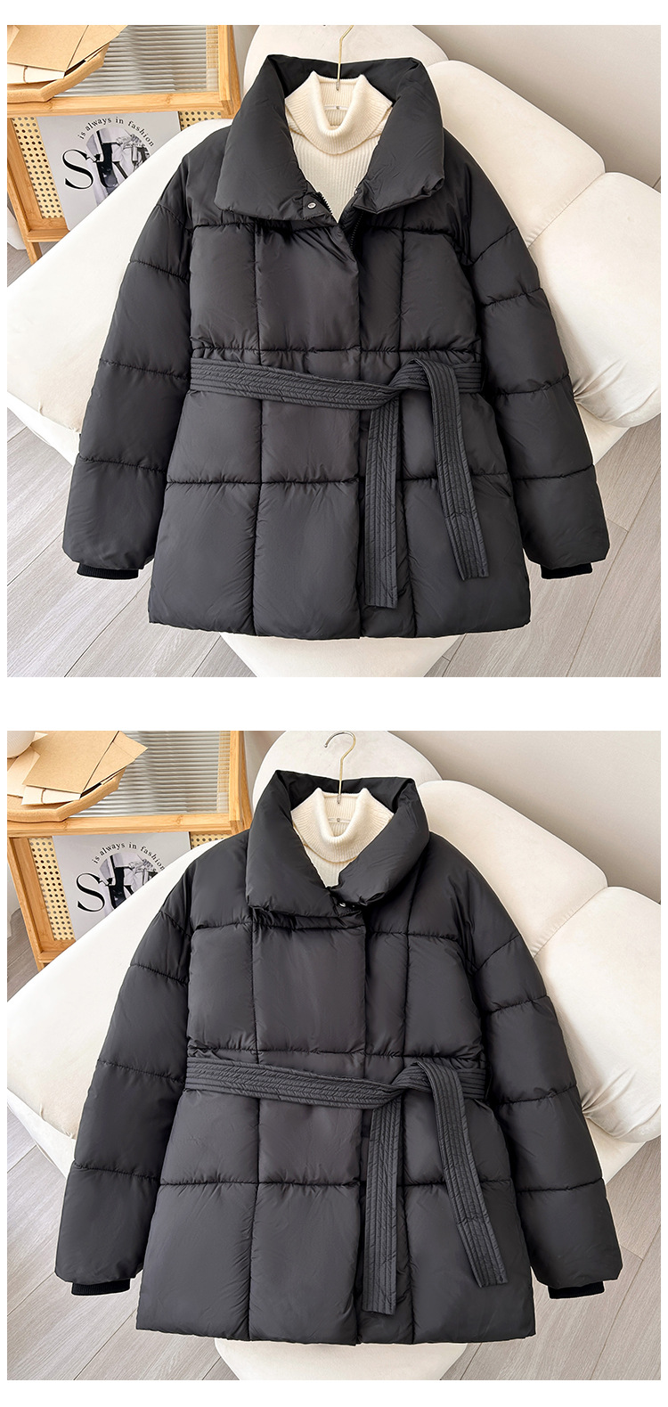 Abbigliamento da donna inverno nuovo cappotti invernali di media lunghezza giacca di cotone celebrità di Internet giacca di cotone sottile e larga con vita spessa_voghion.com