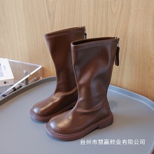 女童靴子长靴2025新款春秋季单靴儿童高筒靴小女孩公主皮靴长筒靴