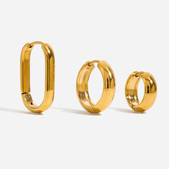静かなデザインのクラシックなスタイルの 18 K ゴールドステンレス鋼スクエアホワイトダイヤモンド 15 ミリメートルサイズのイヤリングとイヤリング卸売