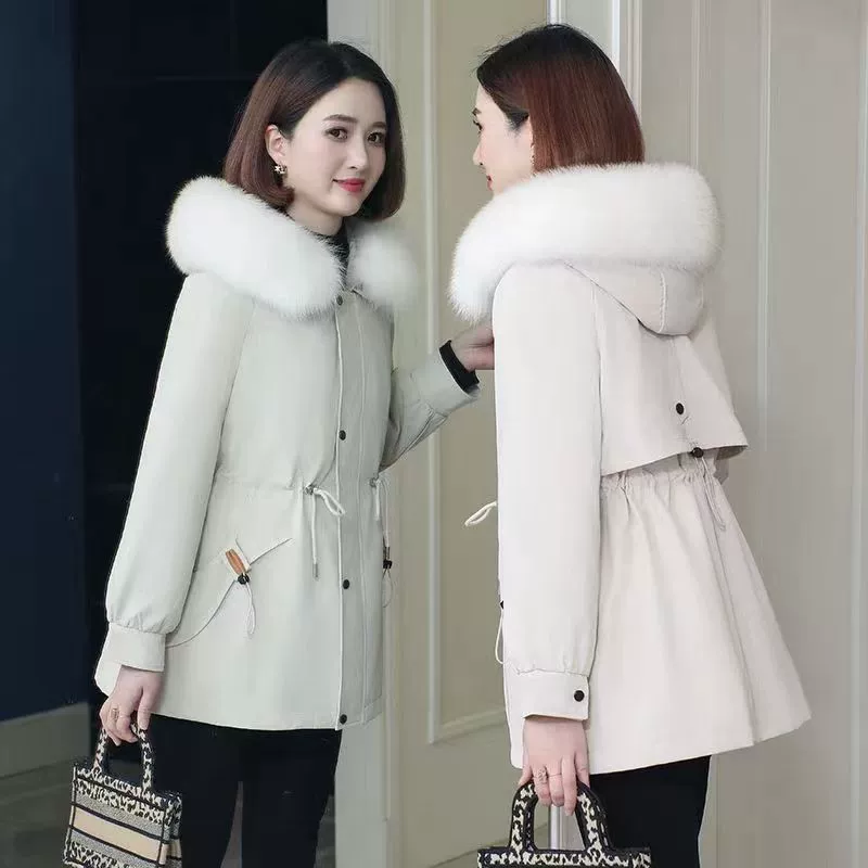 Long removable warm down jacket for mother, 2021 collection, mid-length