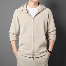 双面奥粒绒卫衣开衫男外套连帽痞帅加厚2025秋冬夹克男小单定制