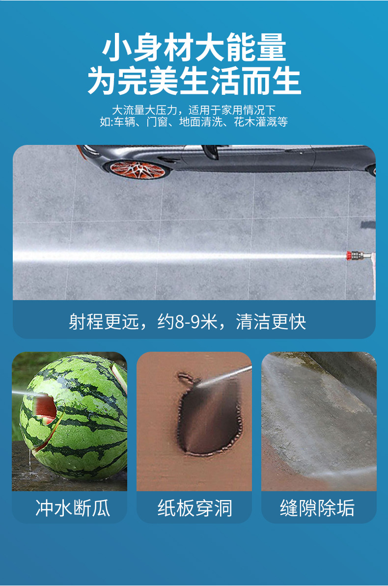 High-Pressure Lithium Battery Car Washer Set Portable Cordless Cleaning Tool