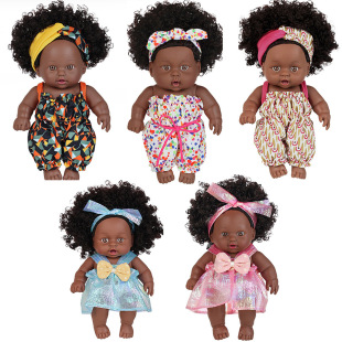 New 8inch African Black Boy Cute Doll Simulation Doll 20cm Vinyl Reborn Doll Children's Doll Gift