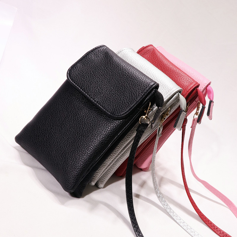 2021 nuevo cuero suave 3-capa cremallera teléfono móvil bolsa de las mujeres crossbody mini cambio Apple BOLSA DE TELÉFONO MÓVIL DE GRAN pantalla