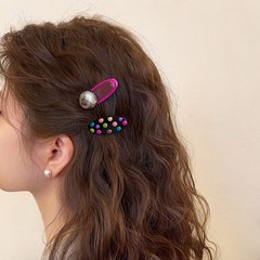 韓国風サイドクリップ、高級感のあるカラフルなドロップ釉ドットカモノハシクリップ、女性用ヘアピン、甘い気質、前髪、サイドヘアアクセサリー