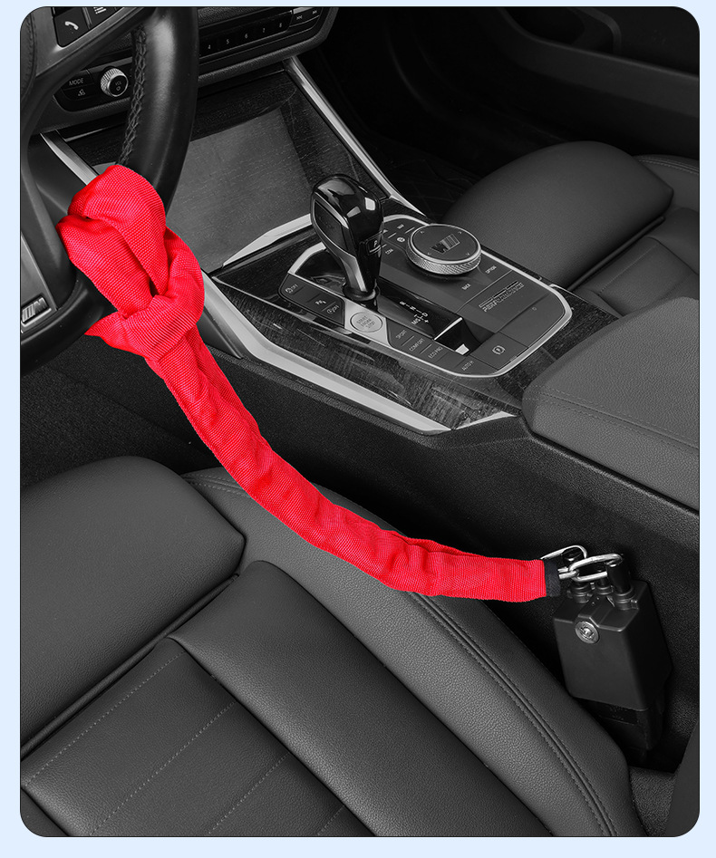 Car Steering Wheel Anti-Theft Lock, Vehicle Anti-Theft Lock, Seat Belt Buckle Lock, Anti-Cut, Anti-Saw Steel Cable Wire Chain Lock