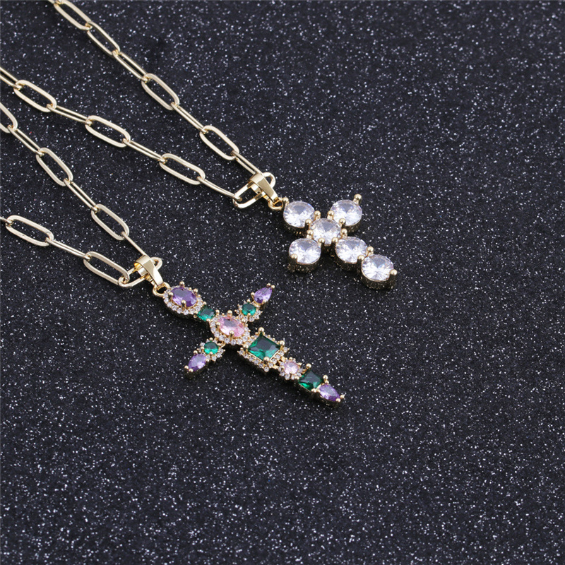 Nihaojewelry fashion zircon cross pendant necklace Wholesale Jewelrypicture25