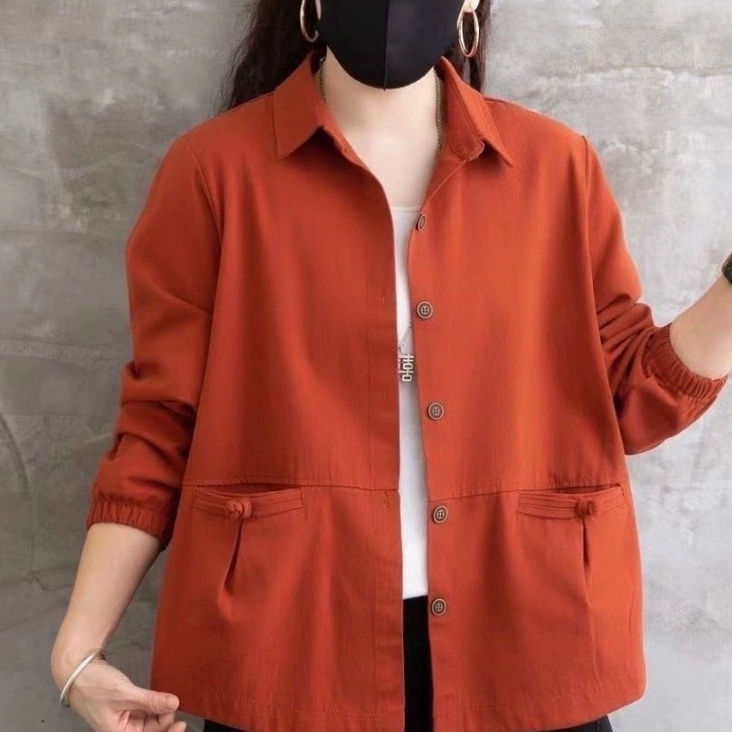 Весенне-осенняя однотонная простая короткая куртка для мам среднего возраста, модный и стильный женский топ для поездок на работу, короткий размер больших размеров.