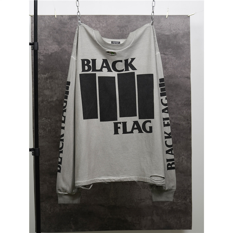 CHOOOSELF American punk band distressed long-sleeve T-shirt vintage loose long tee trendy CHOOOSELF American punk band distressed long-sleeve T-shirt vintage loose long tee trendy