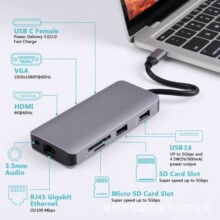 9��1type-c�Uչ�]�DHDMI+VGA+2*USB3.0+���lAudio+PD�๦�ܼ�����