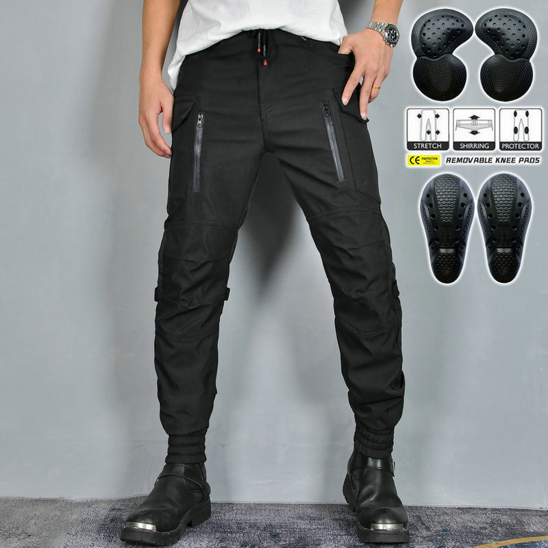 Volero motocicleta overoles ciclismo pantalones impermeable a prueba de viento transpirable elástico cintura alta motocicleta tobillo atado pantalones anti-caída hombres