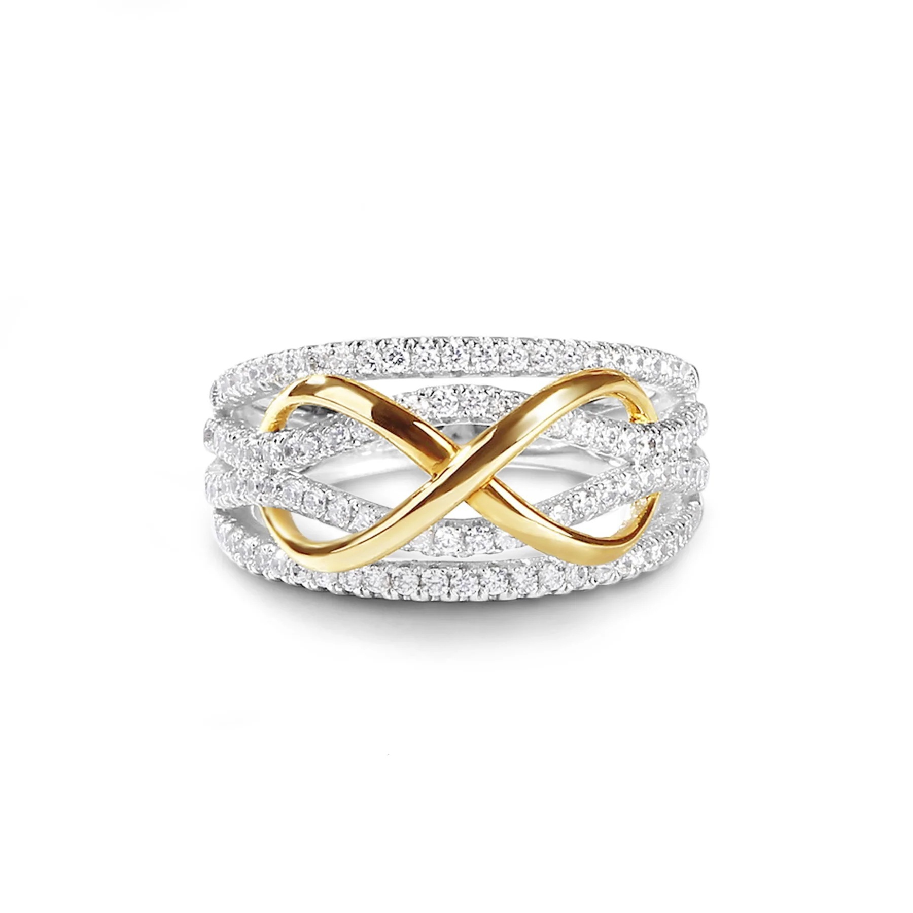 Stapelbare Herrenringe, grenzüberschreitend, aus umweltfreundlichem Material, zweifarbig, exquisites Linien-Wickeldesign, 8-förmiger Zeigefingerring, Internet_voghion.com