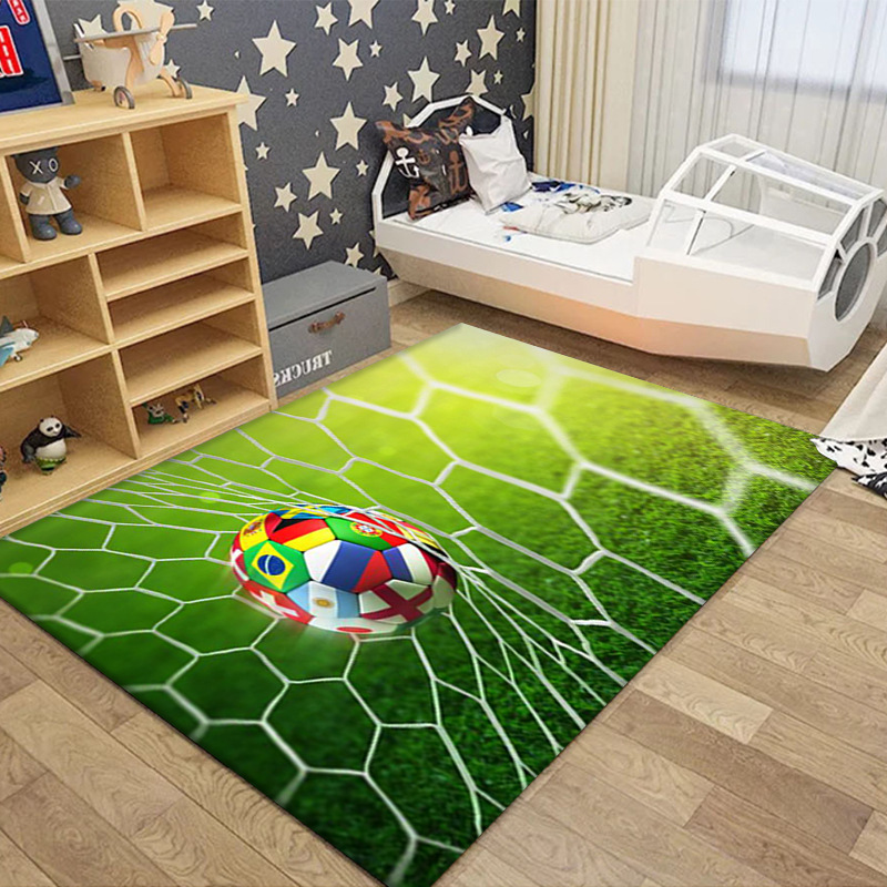 Transfronteriza alfombra de campo de fútbol de dibujos animados dormitorio sala de estar sofá mesa de café alfombra de piso en stock al por mayor