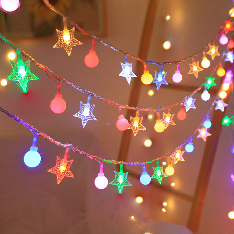 LED Cadena de luz solar Festival de Navidad al aire libre tienda de campaña dosel decoración de la boda estrella Bola de luz de color