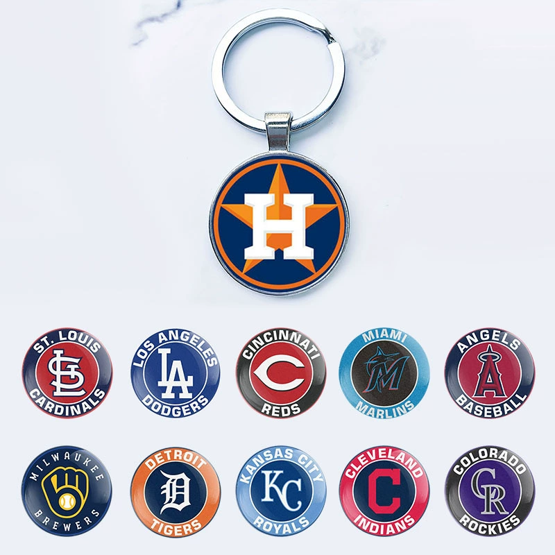 Новый персонализированный трансграничный логотип команды MLB Major League Baseball Time Gem Alloy Keychain