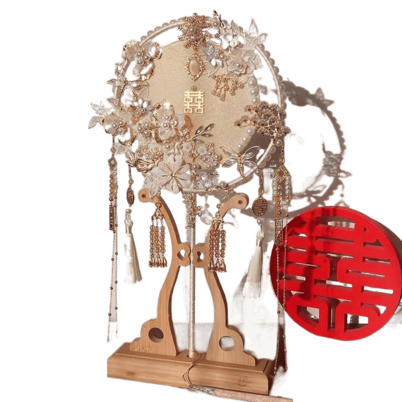 Fan de boda paquete de material de novia hecha a mano Fan de boda vestido de estilo chino Fan de boda terminado