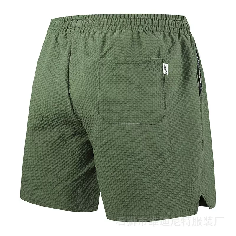 跨境夏季男士中性风新款百搭休闲泡泡格短裤时尚潮流宽松沙滩五分