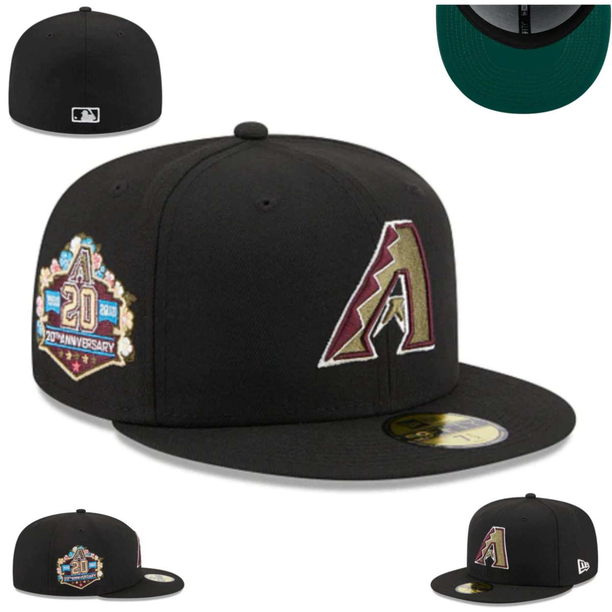 Формированная бейсболка размера Arizona Diamondbacks с одной стороны вышивкой, закрытая кепка, солнцезащита, козырек