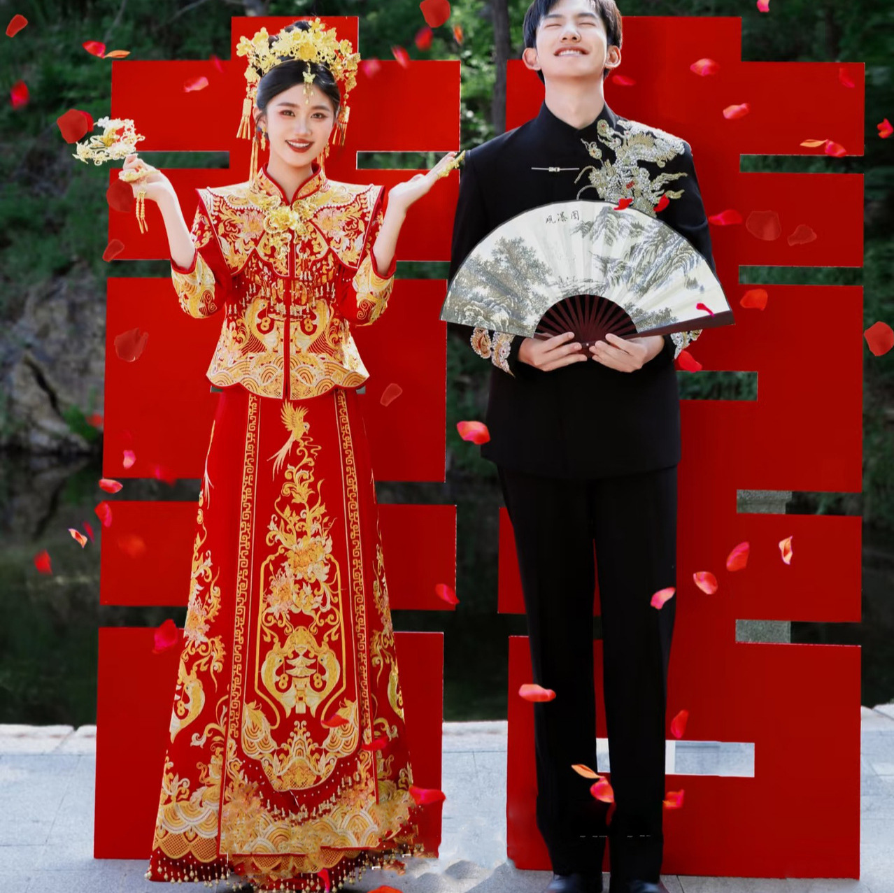 New Chinese-Style Dragon and Phoenix Gown 2025 New Bride Wedding Xiuhe Suit, Ceremonial Suit, Toast Suit, Slim Fit Petite Wedding