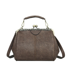 外貿新款女士包包歐美復古PU夾口女包時尚單肩斜挎包大容量手提包