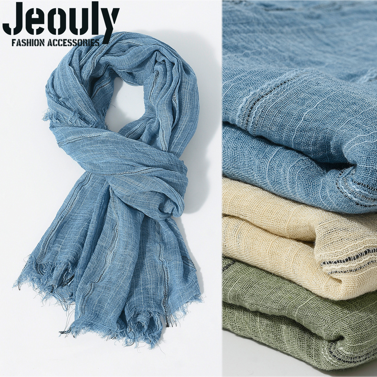 Cross-Border New Vertical Striped Men's Scarf, Baotou Rayon Lightweight Headscarf, Fashionable and Versatile Men's Tassel Scarf