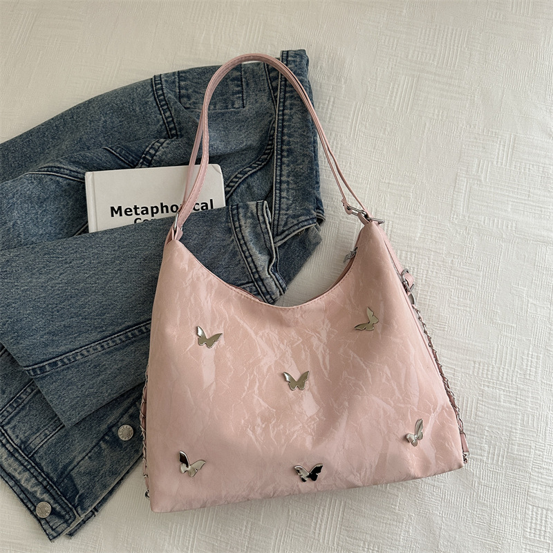 Mochila de viajes de gran capacidad para mujeres 2024 nueva moda mariposa brazo bolso de hombro bolso de cadena universal