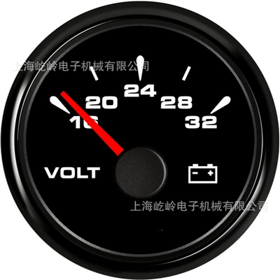 52mm pointer voltmeter: automobile instrument - black-frame-black-background-16-32v