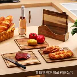 木质分类菜板跨境多功能水果面包切菜板家用厨房带槽实木托盘