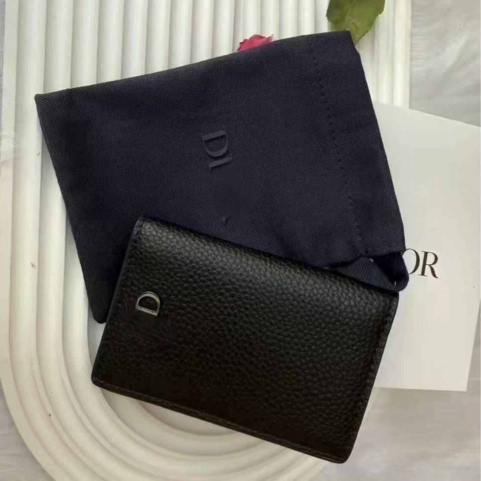 D's New 25 Black Long Vertical Wallet Pebbled Calfskin Men's Long Wallet Zobbc002