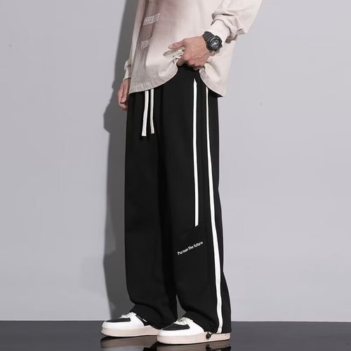 Spring and Autumn Pants for Boys in Junior High School, Stylish Casual Straight Leg Sporty Sweatpants for Teenage Boys