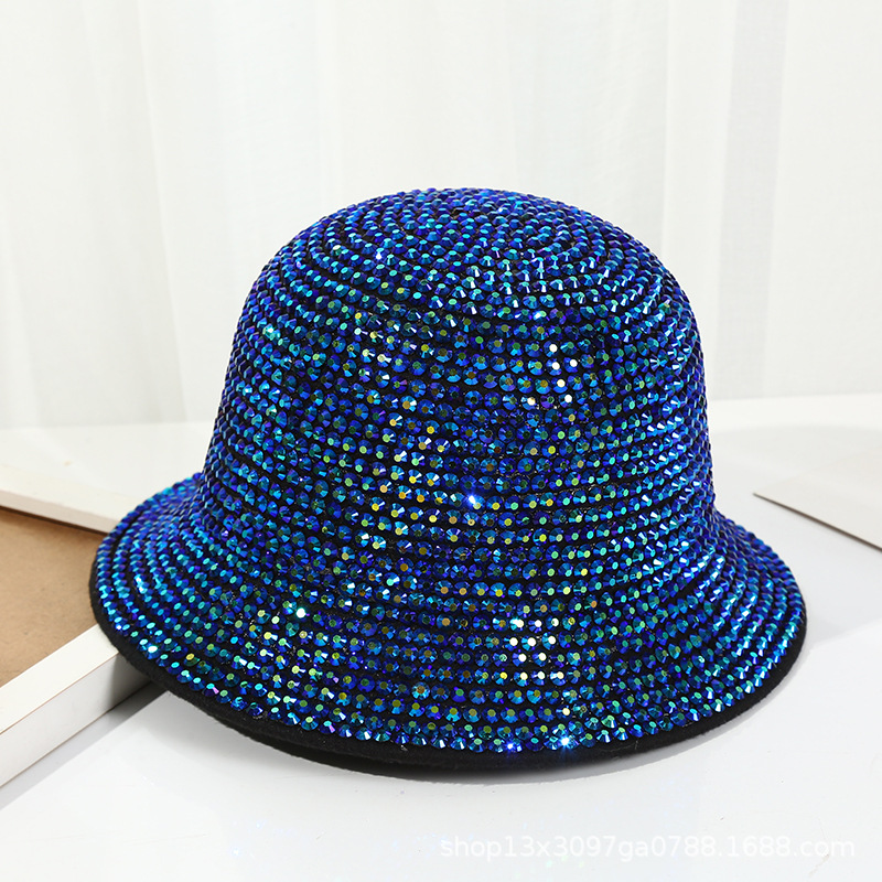 Sombreros de sol de verano transfronterizos europeos y americanos, sombreros de pescador vintage con diamantes de imitación, sombreros de baile callejero para mujer, estilo ins al por mayor.