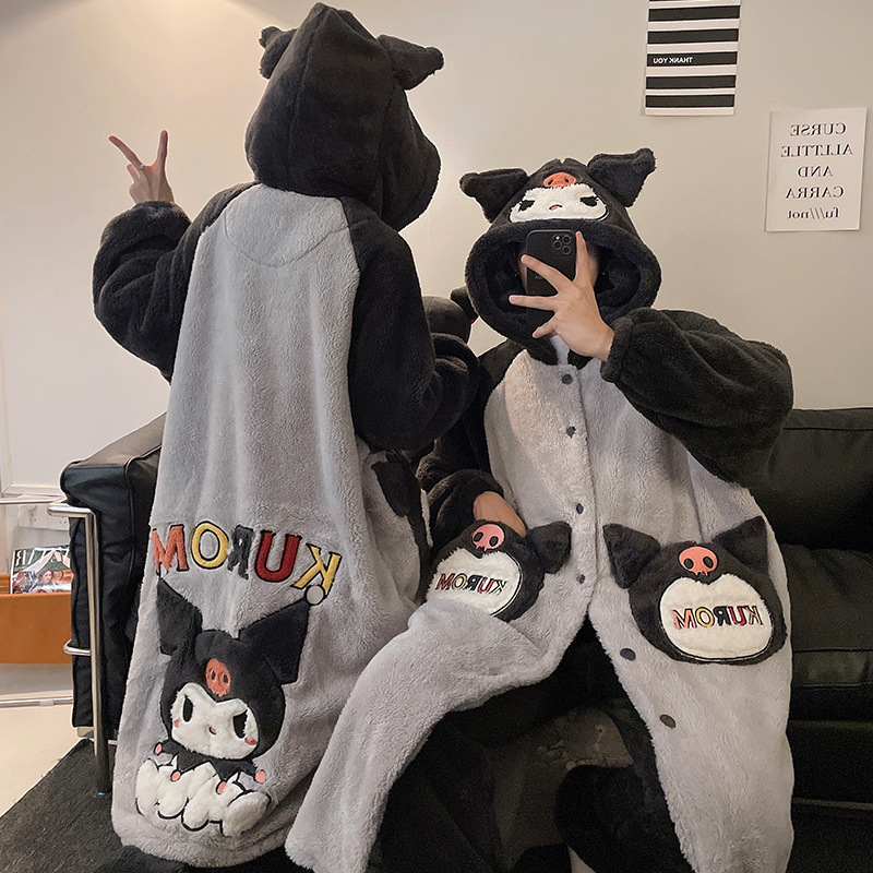 2024 pareja pijama mujer otoño invierno coral lana larga bata de baño de tamaño grande para hombres y mujeres abrigo abrigo conjunto de ropa para el hogar