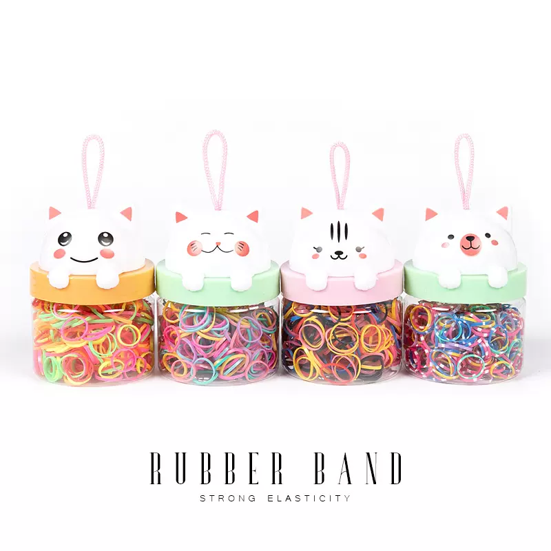 新款卡通招财猫黑色混色小皮筋儿童强拉不断不伤发发圈一次性皮筋